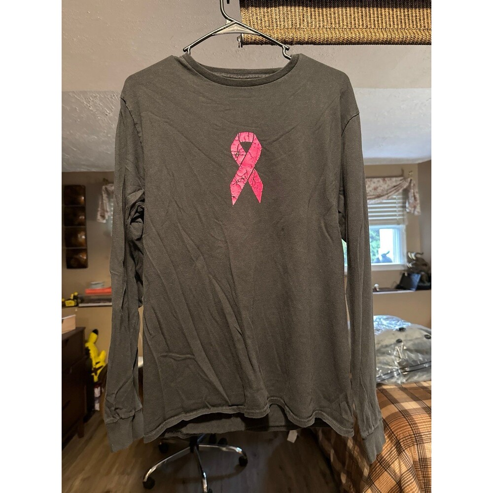 Long Sleeve Breast Cancer ribbon shirt size medium